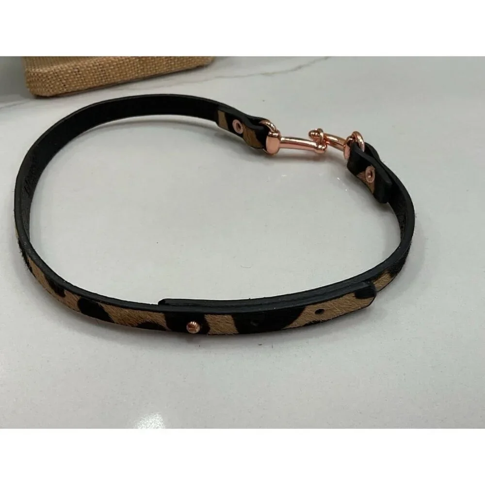 Leather Animal Print Snaffle Bit Chocker Necklace